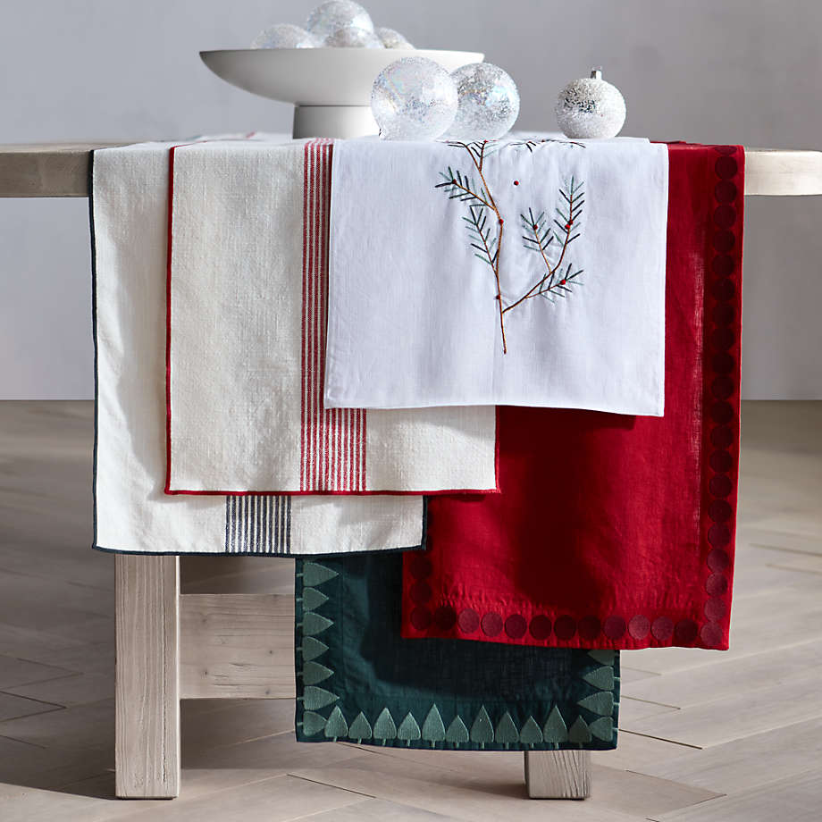 Red-Striped Organic Cotton Table Runner 90"