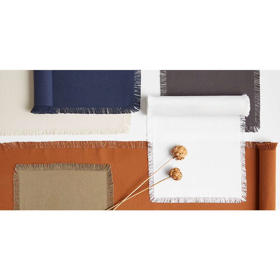 Craft Fringed Moss Green Cotton Table Runner 90"