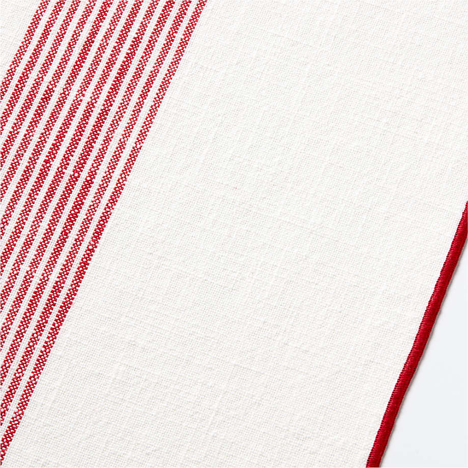 Red-Striped Organic Cotton Table Runner 90"