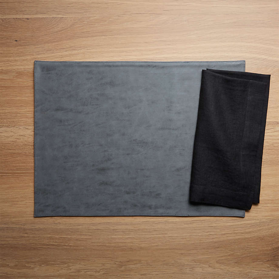 Ravine Rectangular Reversible Grey and Tan Faux Lea Rectangular Reversible Grey and Tan Faux Leather Placemat