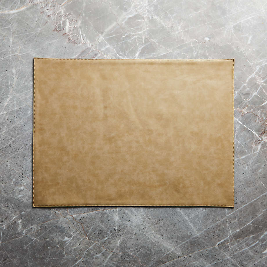 RavineRvrsblPlacematTanSHF17 Rectangular Reversible Grey and Tan Faux Leather Placemat