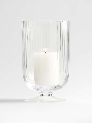 Fluted Glass Hurricane Candle Holder