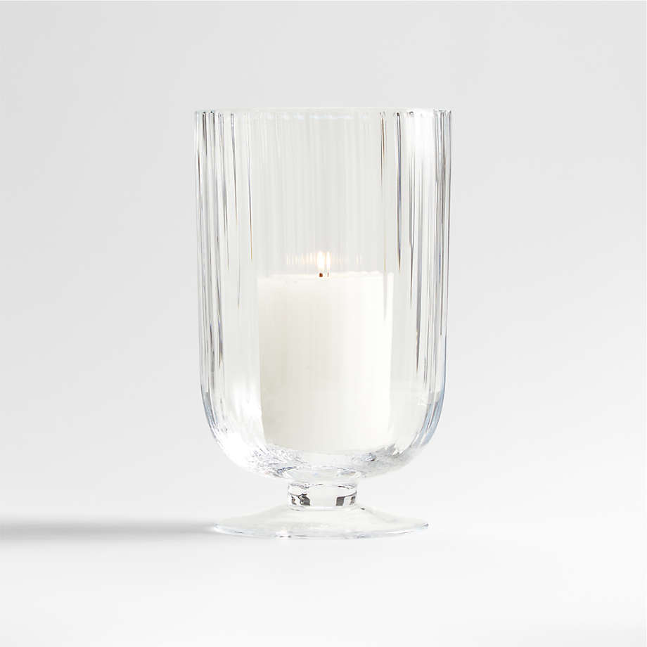 Fluted Glass Hurricane Candle Holder