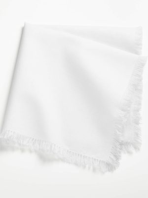 White Cotton Fringe Napkin