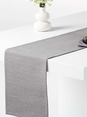 Metal Grey Cotton Table Runner 90"