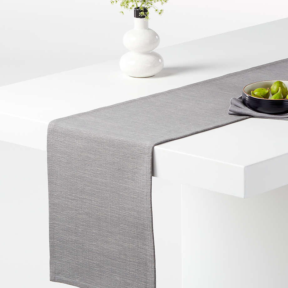 Metal Grey Cotton Table Runner 90"