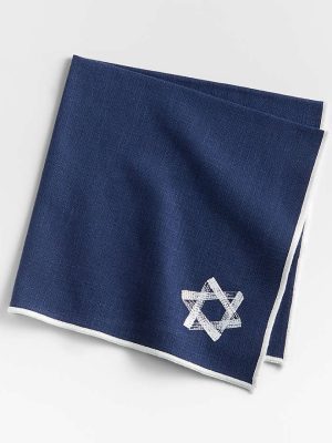 Embroidered Star Navy Blue Organic Cotton Napkin