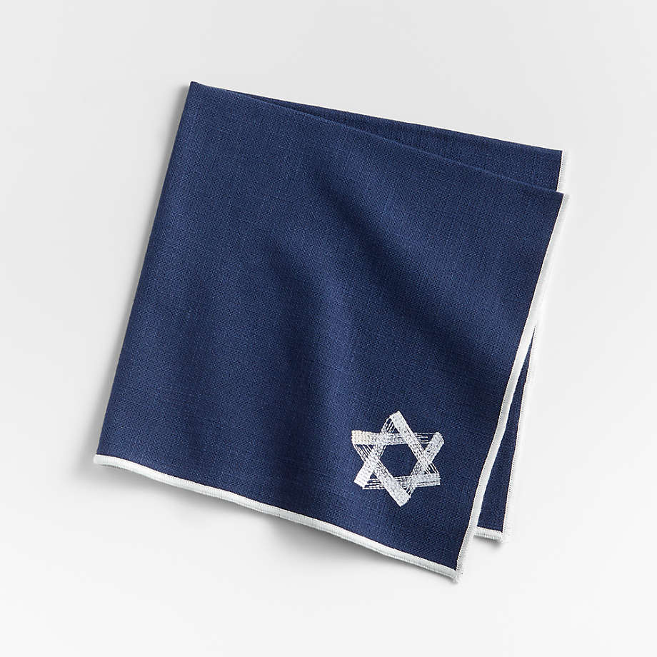 Embroidered Star Navy Blue Organic Cotton Napkin