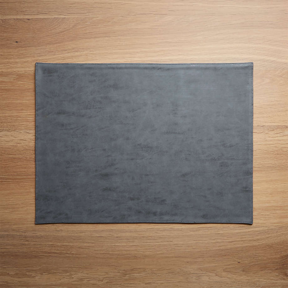 ravine-reversible-placemat Rectangular Reversible Grey and Tan Faux Leather Placemat