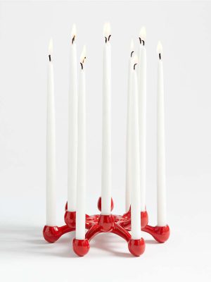 Holiday Red Taper Candle Holder Centerpiece
