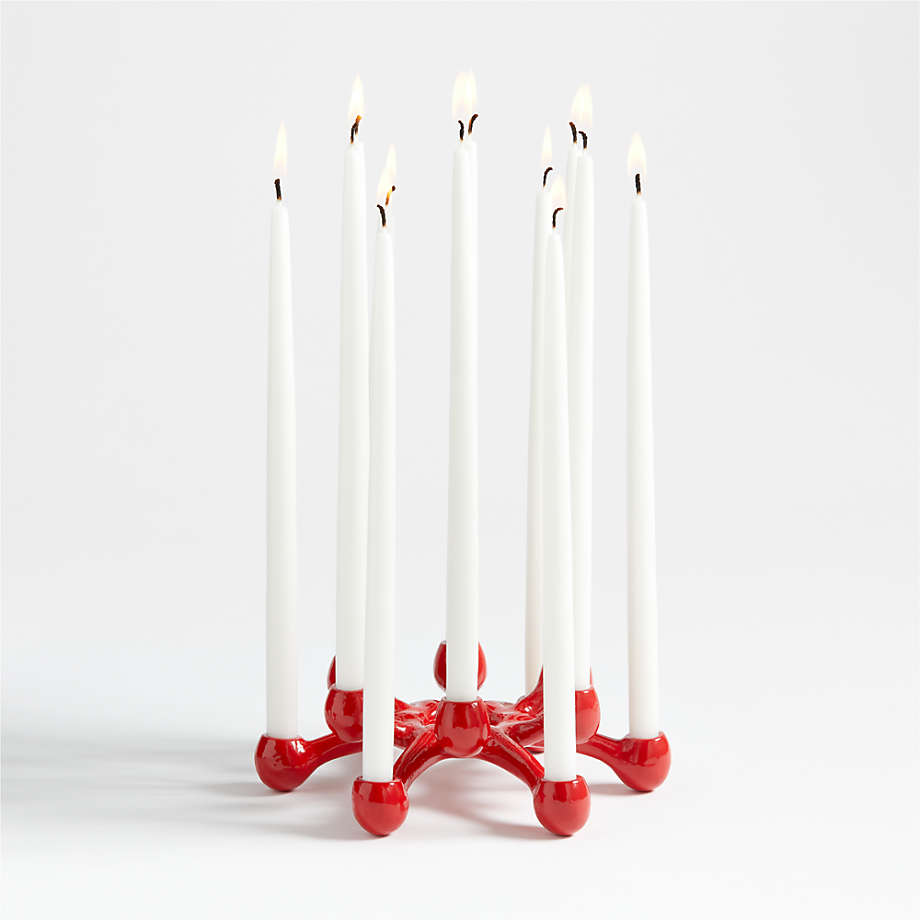 Holiday Red Taper Candle Holder Centerpiece