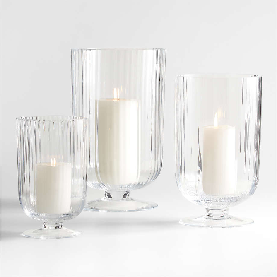 Fluted Glass Hurricane Candle Holder