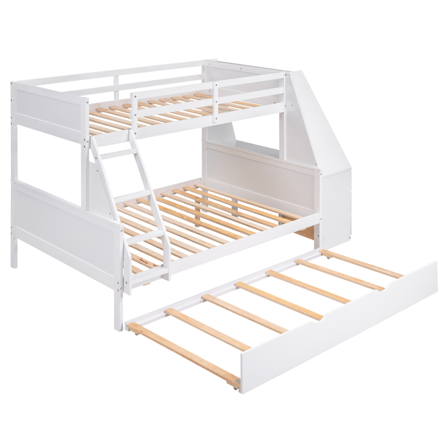High-quality materials Twin over Full Bunk Bed Three Storage Drawers and Shelf