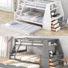 High-quality materials Twin over Full Bunk Bed Three Storage Drawers and Shelf