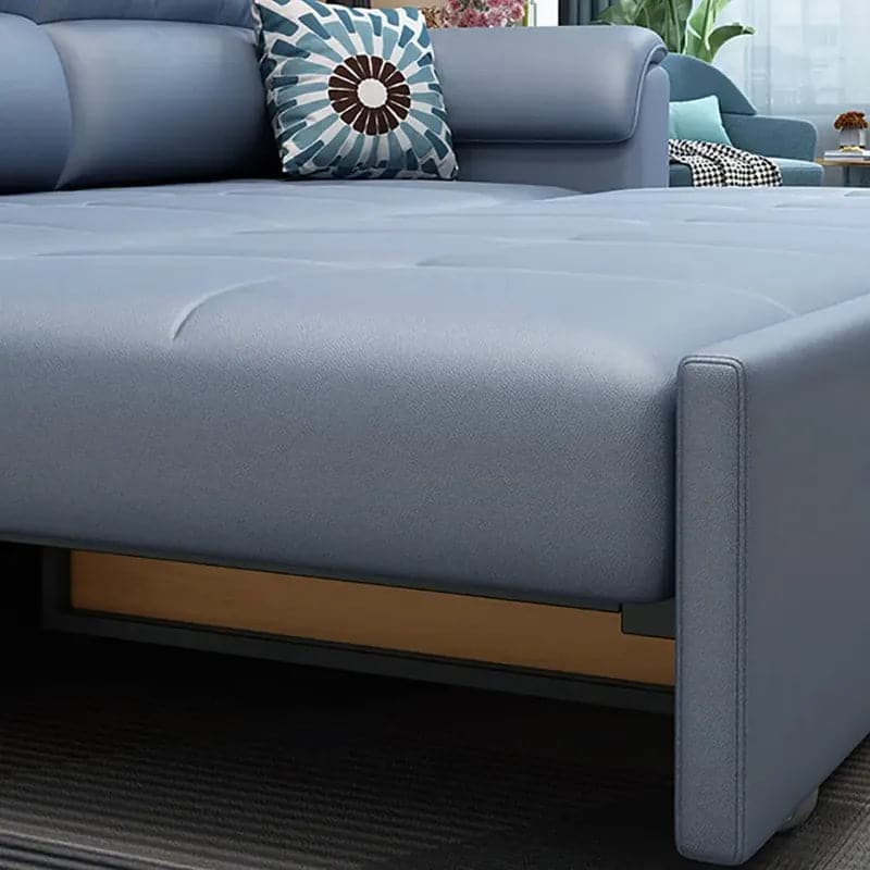 74″ Blue Full Sleeper Convertible Sofa with Storage & Pockets Sofa Bed