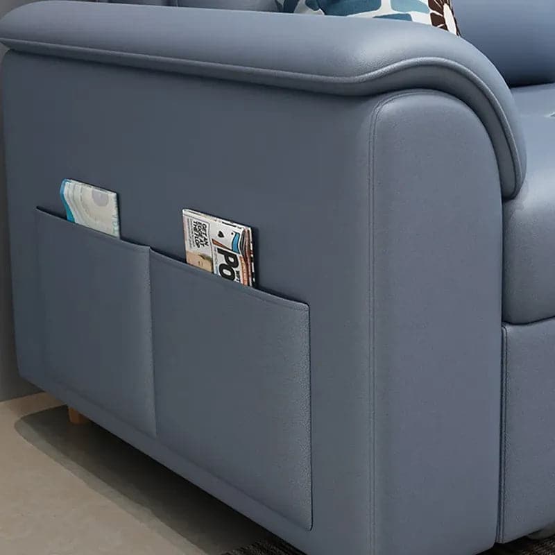 74″ Blue Full Sleeper Convertible Sofa with Storage & Pockets Sofa Bed