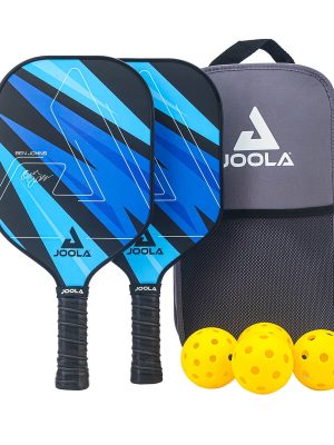JOOLA Ben Johns Blue Lightning Pickleball Set, 2 Paddles, Paddle Bag, 4 Balls, Blue