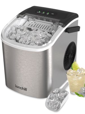 Ionchill Quick Cube Ice Machine, 26lbs/24hrs Portable Countertop Bullet Cubed Ice Maker