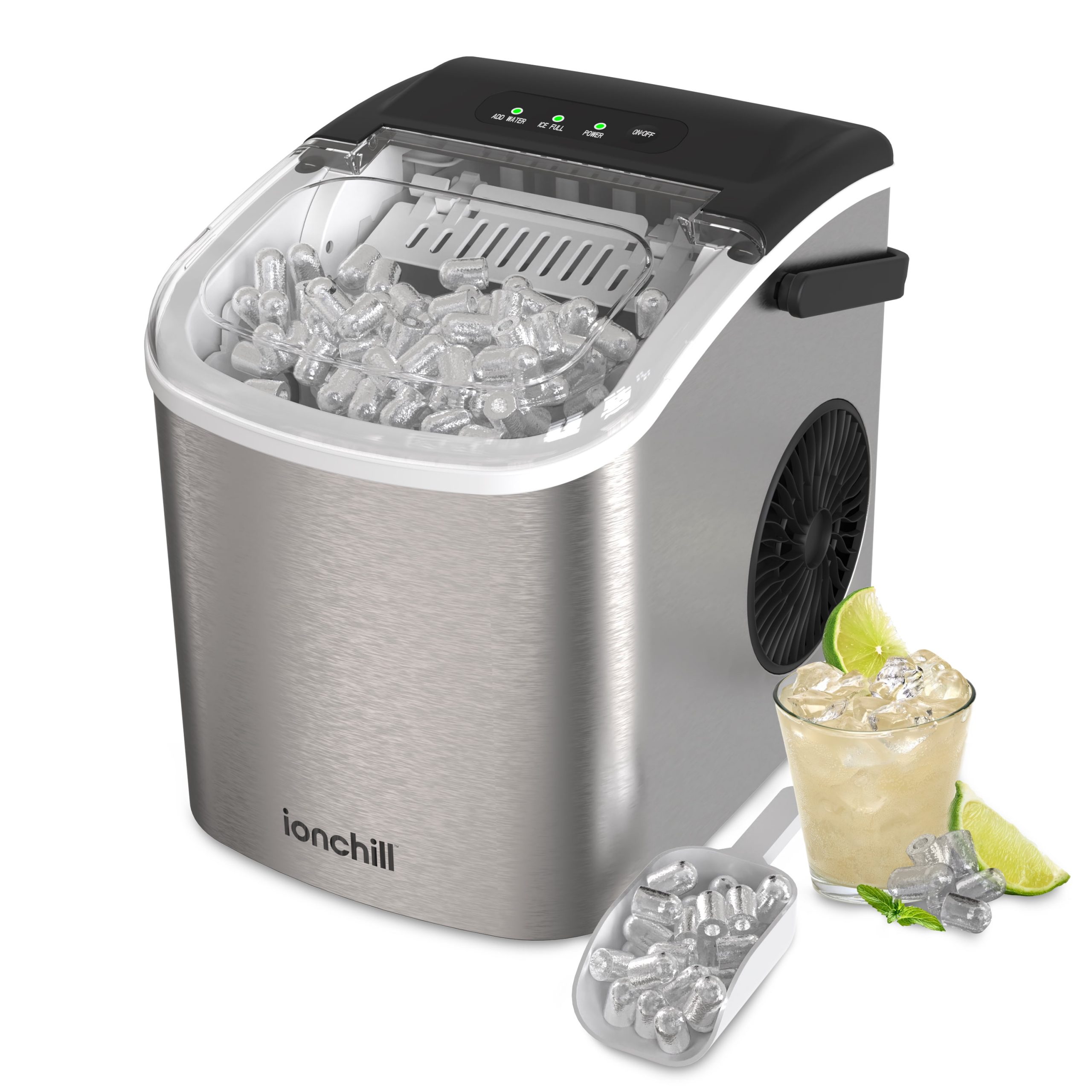 Ionchill Quick Cube Ice Machine, 26lbs/24hrs Portable Countertop Bullet Cubed Ice Maker