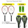 Xcello Sports 2-Player Aluminum Tennis Racket Set for Adult - Includes Two 27" Tennis Rackets, Six All Court Balls, and Two Carry Cases - ‎Red/Black