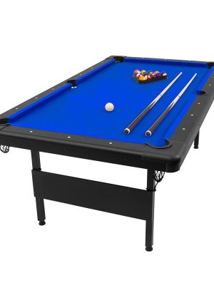 GoSports 7ft Billiards Table – Portable Pool Table – Includes Full Set of Balls, 2 Cue Sticks, Chalk, and Felt Brush