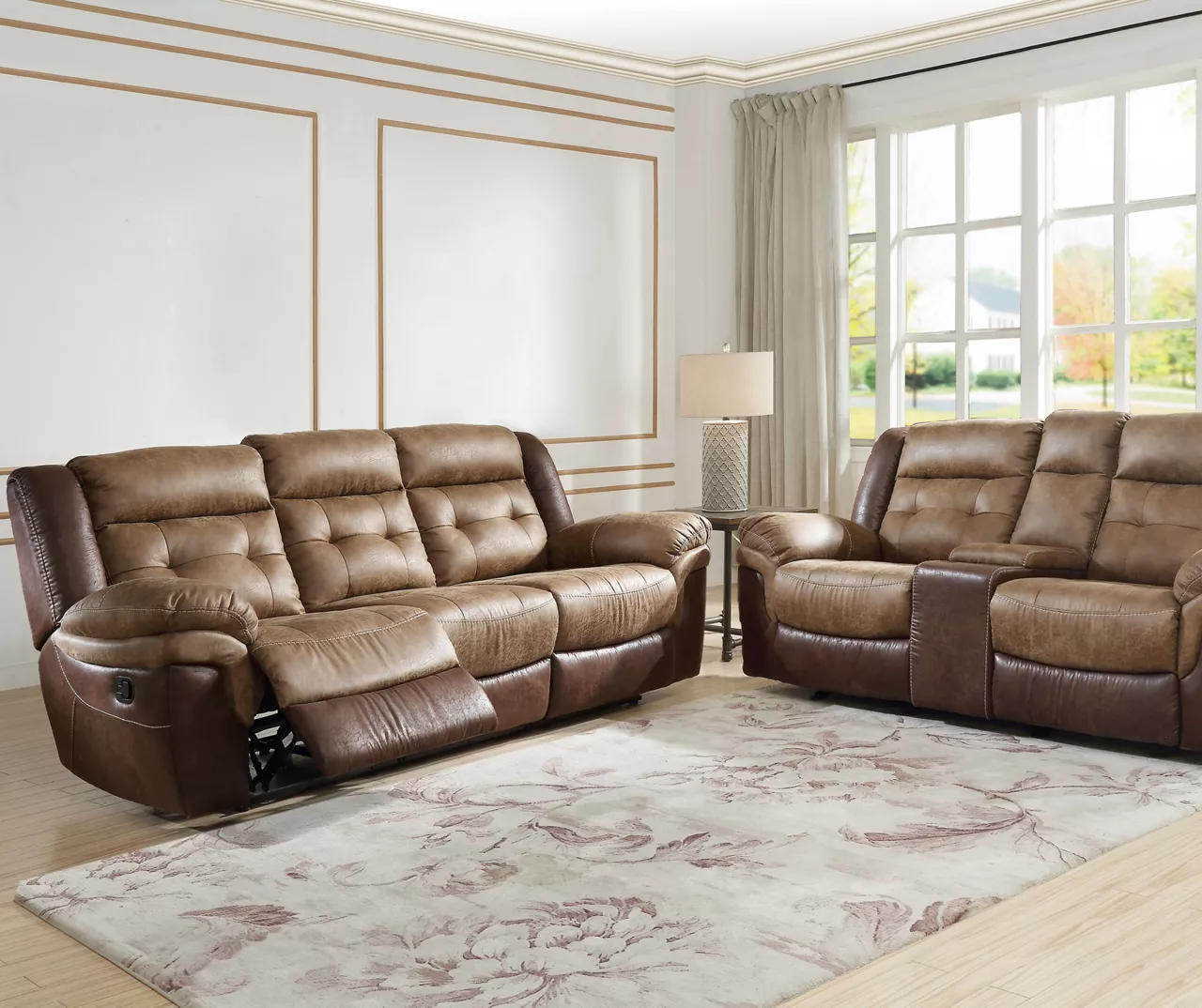 Mesa Brown Reclining Console Loveseat