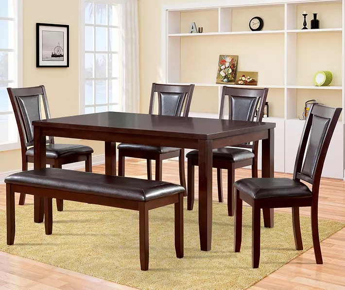 Harlow 6-Piece Padded Dining Set with Bench