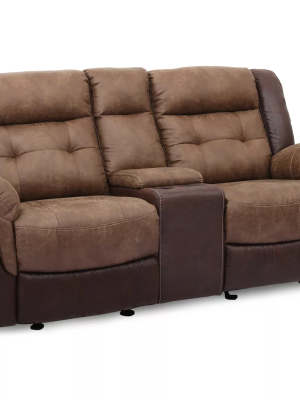 Mesa Brown Reclining Console Loveseat