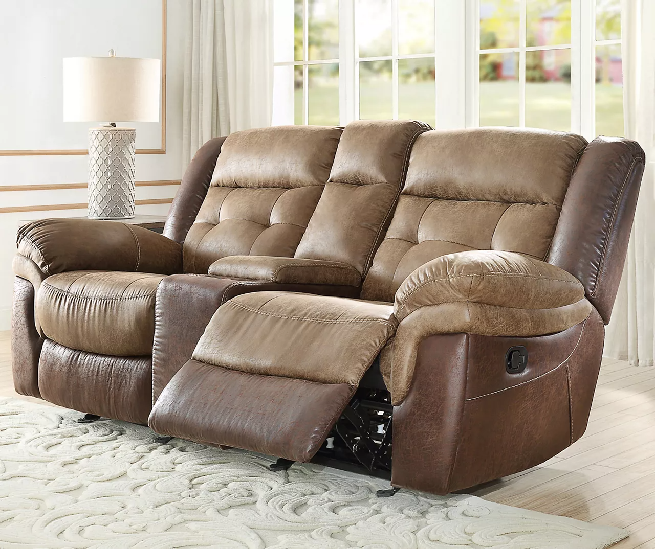 Mesa Brown Reclining Console Loveseat