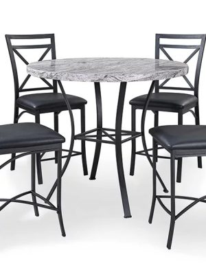 Faux Marble 5-Piece Pub Dining Set