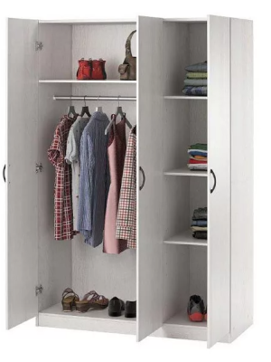Ivory Oak 3-Door Storage Wardrobe