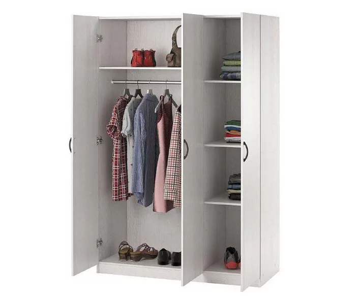 Ivory Oak 3-Door Storage Wardrobe
