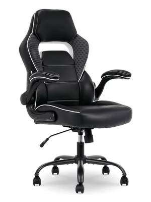 White & Black Faux Leather Gaming Chair