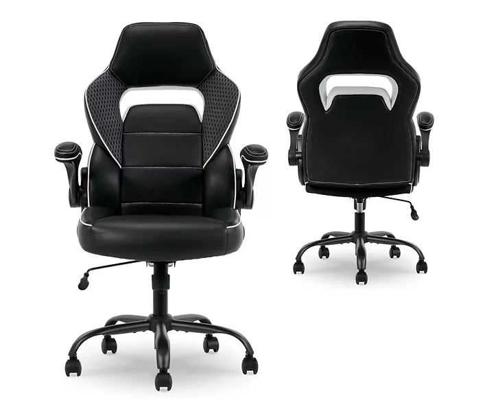 White & Black Faux Leather Gaming Chair