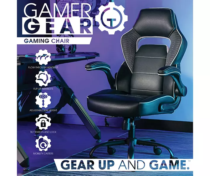 White & Black Faux Leather Gaming Chair