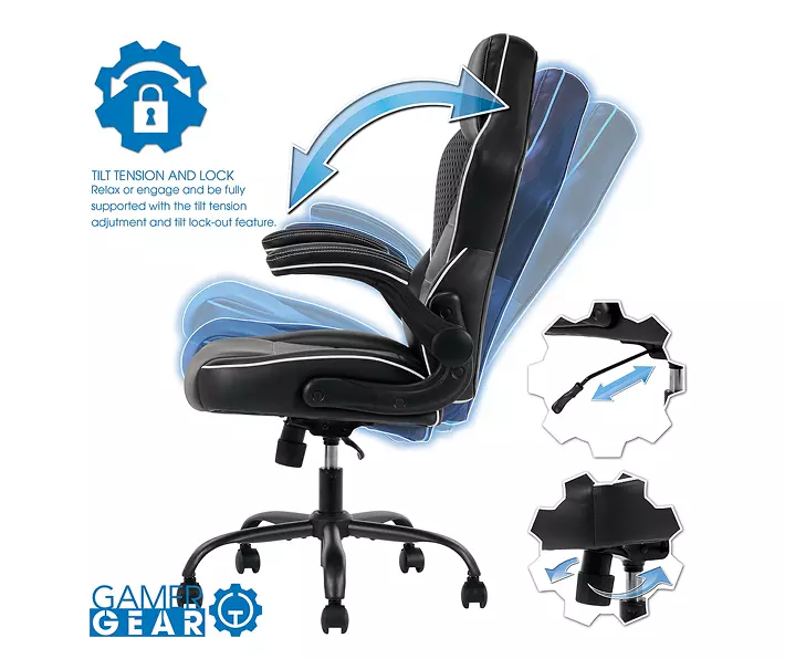 White & Black Faux Leather Gaming Chair