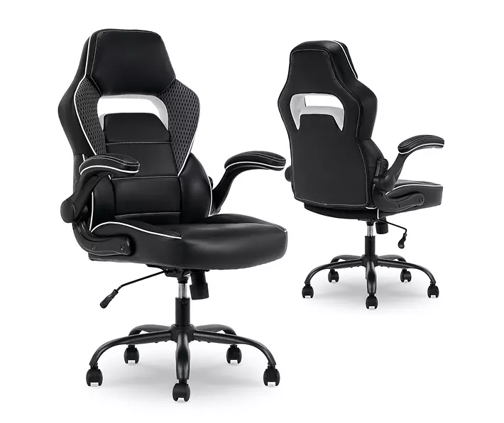 White & Black Faux Leather Gaming Chair
