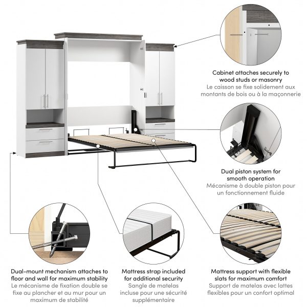 81lctbAKKML Bestar Orion Queen Murphy Bed with Storage Cabinets