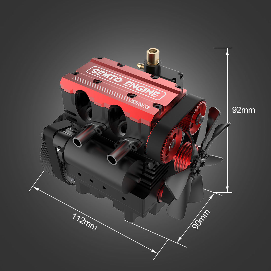 SEMTO ST-NF2 Engine 7cc SOHC Inline 2 Cylinders 4 Stroke Air Cooled Nitro Engine Model Kit - Build Your Own Engine that Works