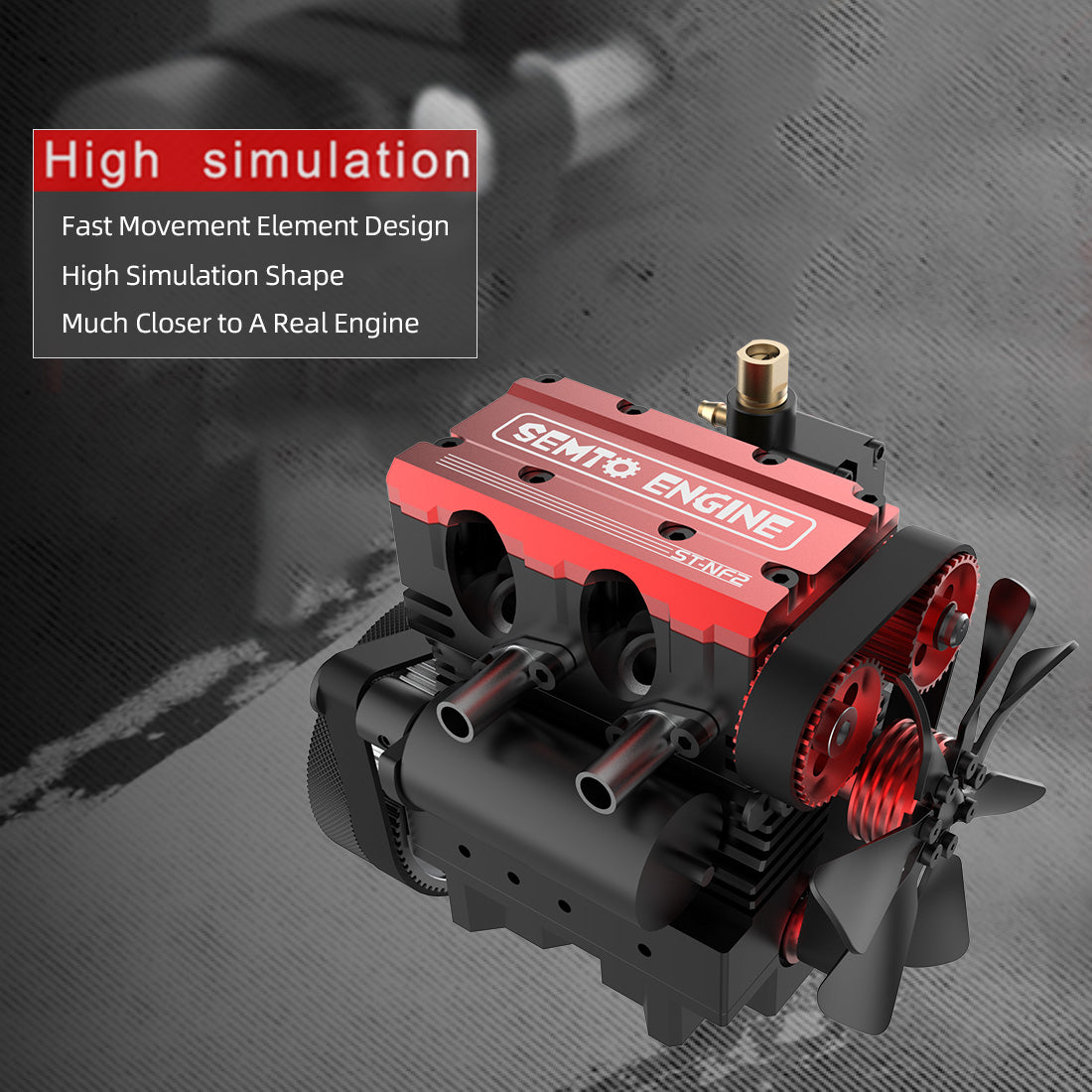 SEMTO ST-NF2 Engine 7cc SOHC Inline 2 Cylinders 4 Stroke Air Cooled Nitro Engine Model Kit - Build Your Own Engine that Works