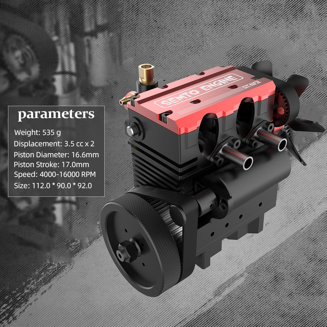 SEMTO ST-NF2 Engine 7cc SOHC Inline 2 Cylinders 4 Stroke Air Cooled Nitro Engine Model Kit - Build Your Own Engine that Works
