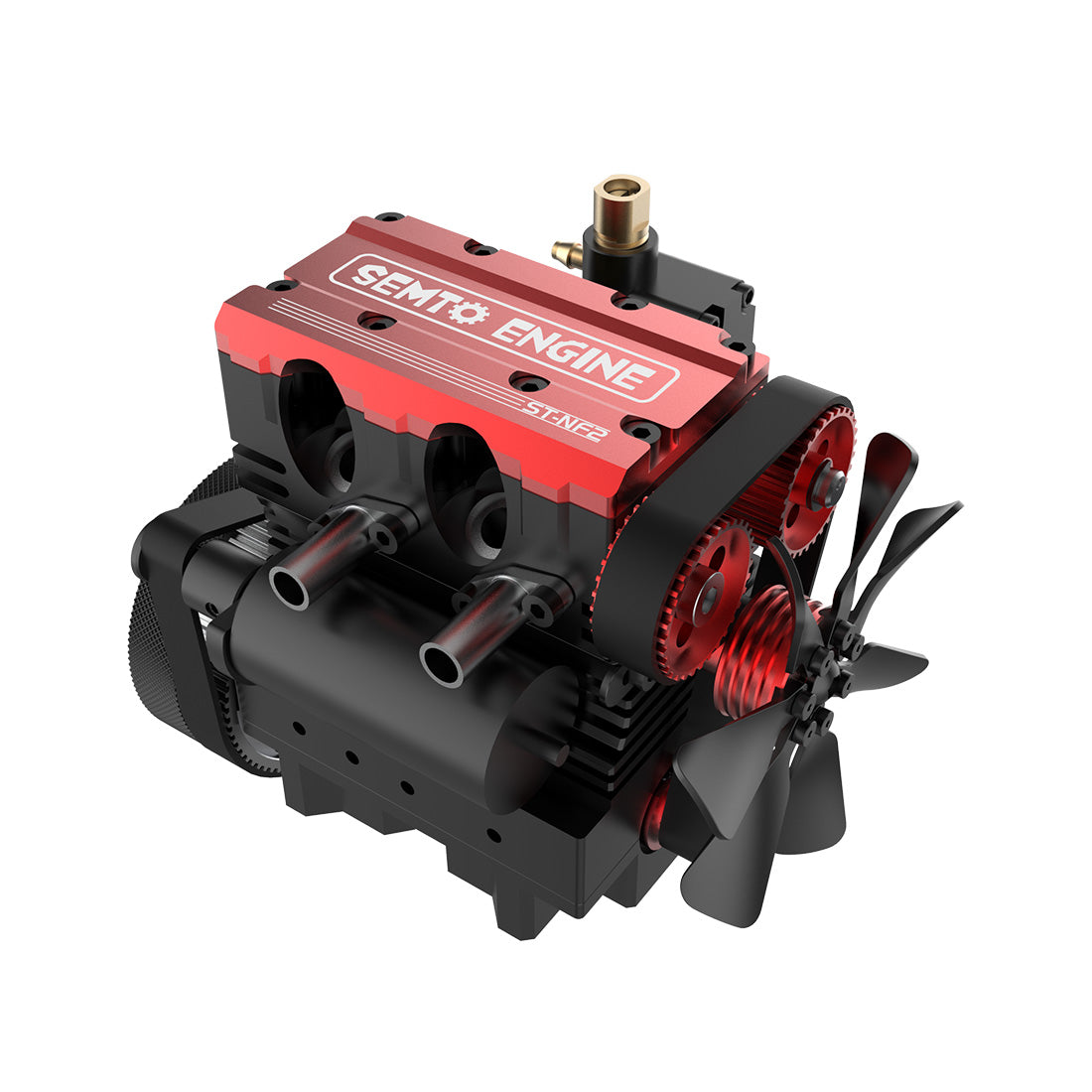 SEMTO ST-NF2 Engine 7cc SOHC Inline 2 Cylinders 4 Stroke Air Cooled Nitro Engine Model Kit - Build Your Own Engine that Works