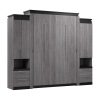 SKU-02-Bark Grey and Graphite Bestar Orion Queen Murphy Bed with Storage Cabinets