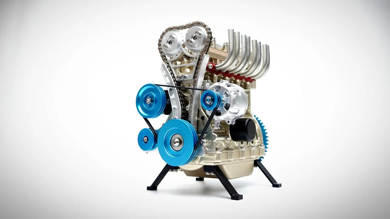 TECHING L4 Engine Model Kit that Works - Build Your Own Engine - Full Metal 4 Cylinder Car Engine Kit Car Engine Model