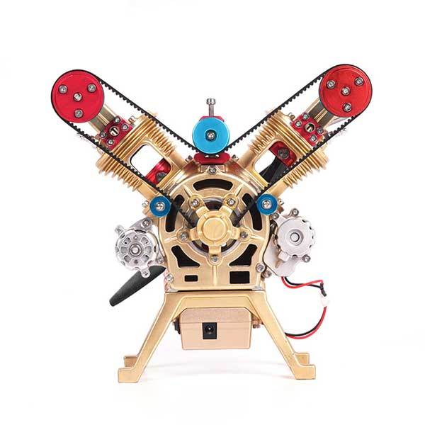 V2 Car Engine Assembly Kit Full Metal VTwin 2 Cylinder Engine Build Kit Gift for Collection
