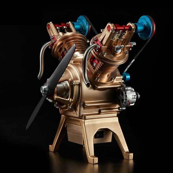 V2 Car Engine Assembly Kit Full Metal VTwin 2 Cylinder Engine Build Kit Gift for Collection