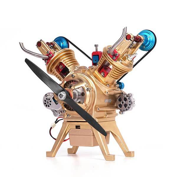 V2 Car Engine Assembly Kit Full Metal VTwin 2 Cylinder Engine Build Kit Gift for Collection