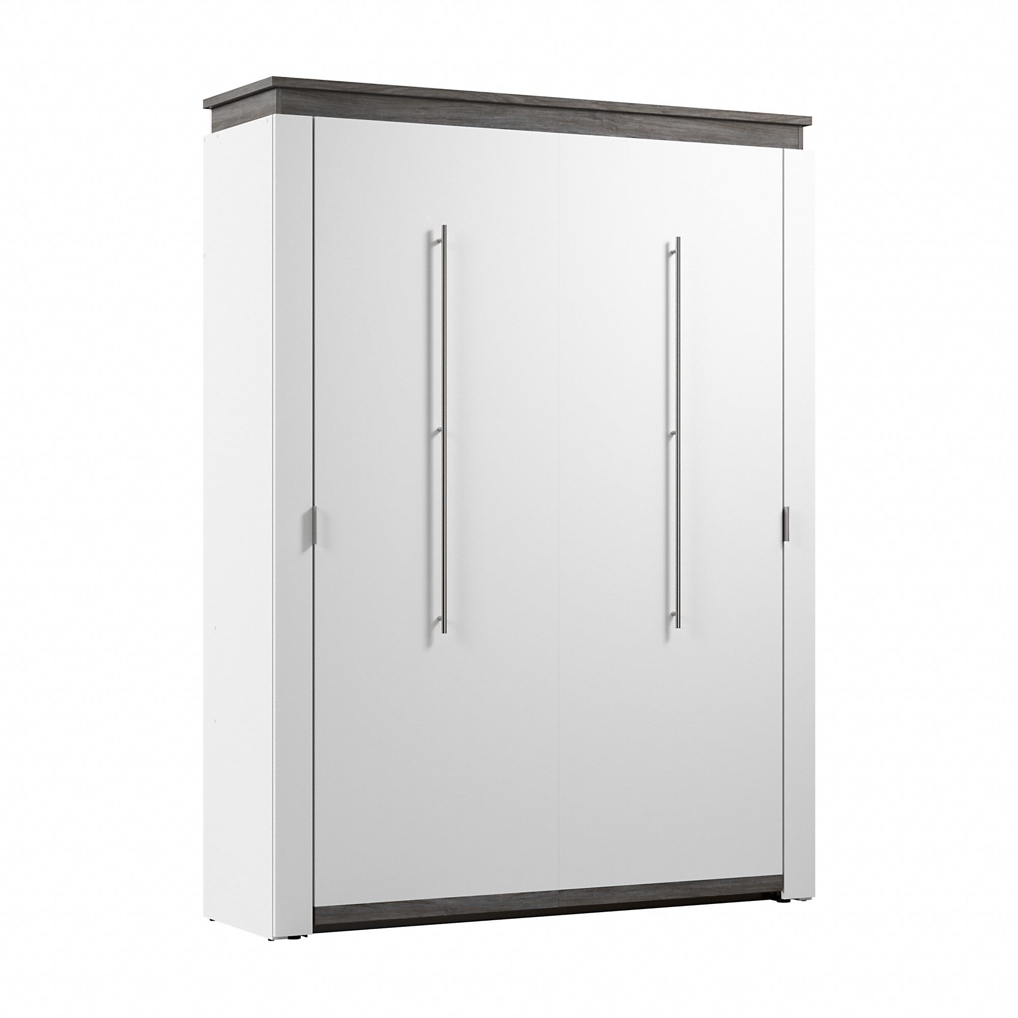 White and Walnut Grey-01 Bestar Orion Queen Murphy Bed, Sleeping Arrangement for Multipurpose Room