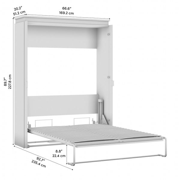 White and Walnut Grey-06 Bestar Orion Queen Murphy Bed, Sleeping Arrangement for Multipurpose Room
