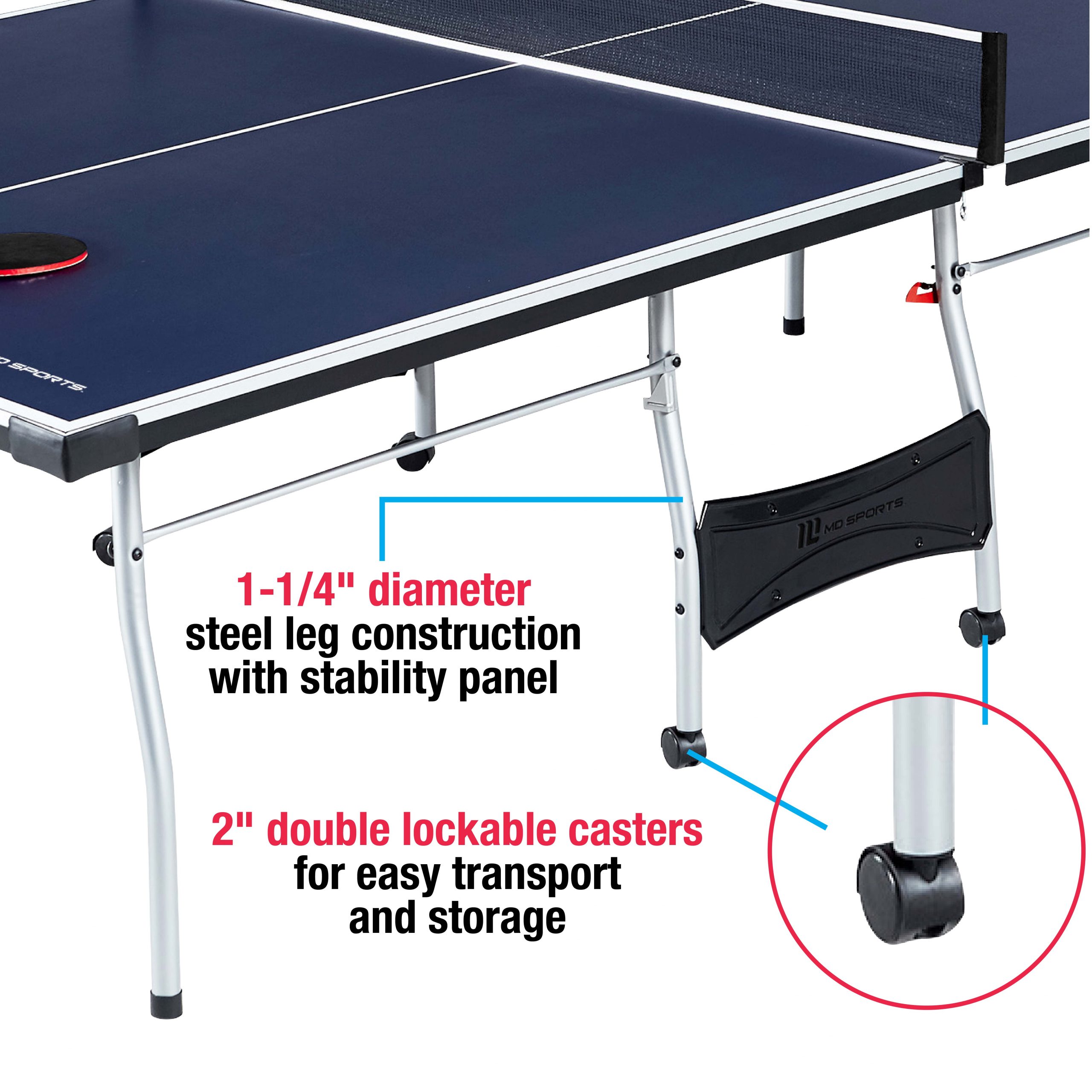 MD Sports Official Size 15 mm 4 Piece Indoor Table Tennis, Accessories Included